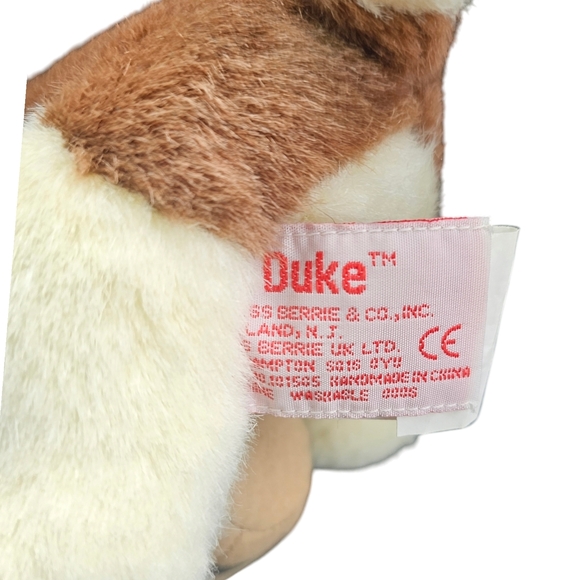Vintage Duke Plush Dog Toy with Barrel - Cream and Brown - Picture 3 of 4